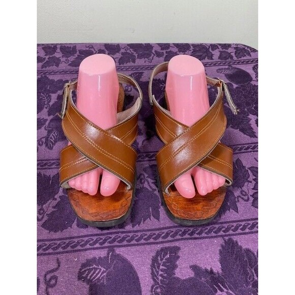 Calzado Men's Size 43 Leather Cross-Front Strapback Slip-On Sandals - Picture 1 of 10